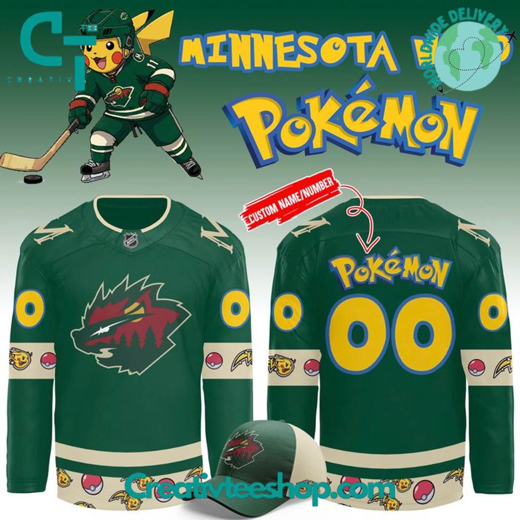 Minnesota Wild X Pokemon Pikachu Personalized Hockey Jersey