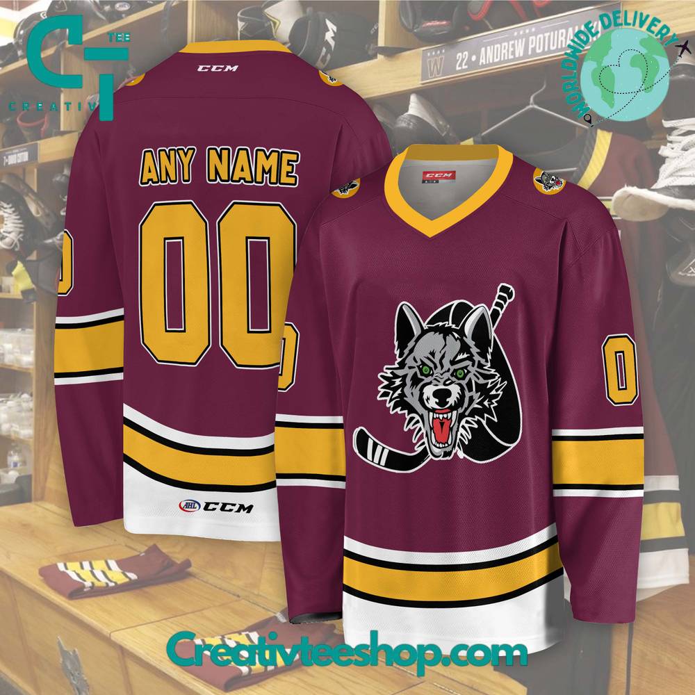 Ahl Chicago Wolves 2024 Burgundy Hockey Jersey