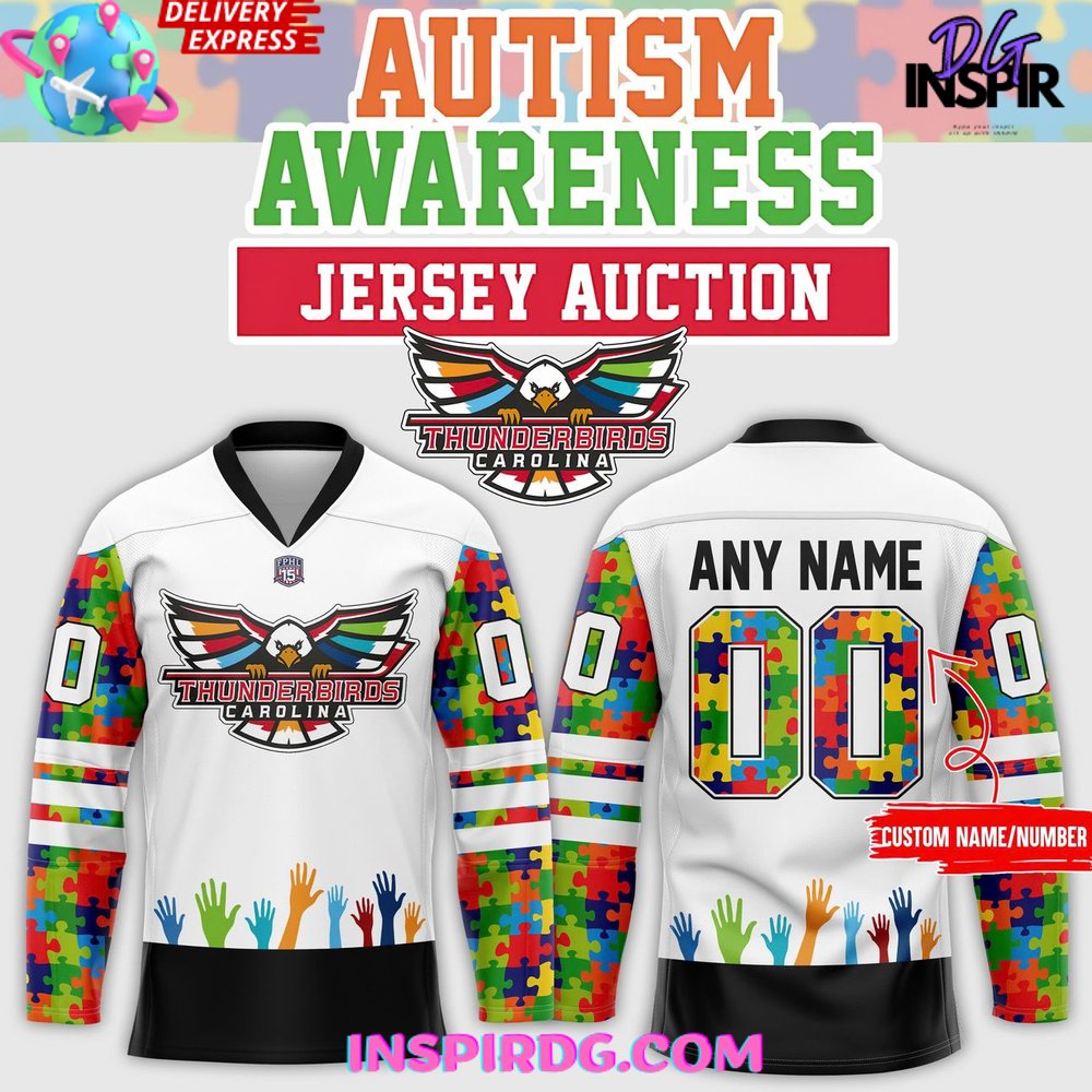 Carolina Thunderbirds Autism Awareness 2025 Hockey Jersey