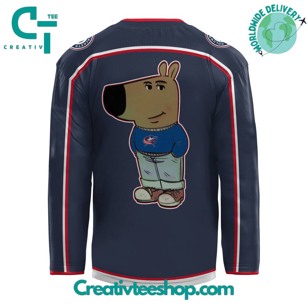 Columbus Blue Jackets Just A Chill Guy Meme Hockey Jersey