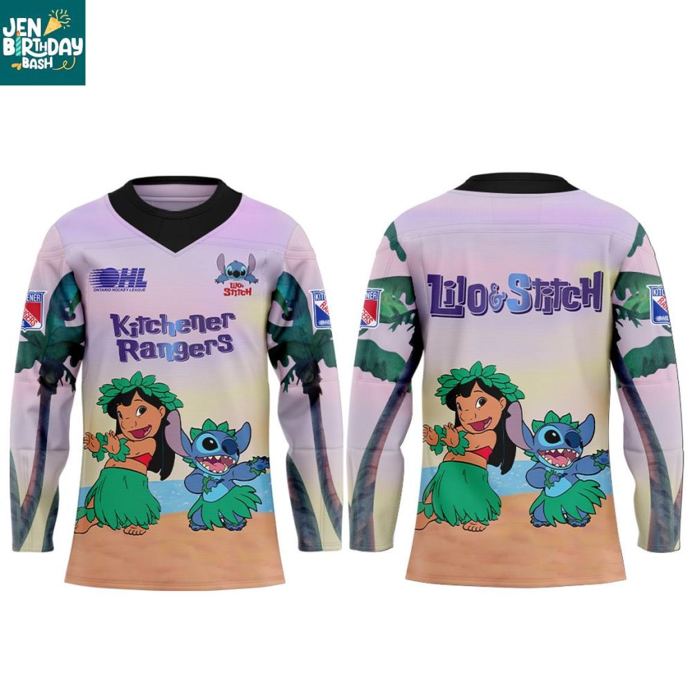 Kitchener Rangers Lilo &amp; Stitch 2025 Battle Built Hockey Jersey
