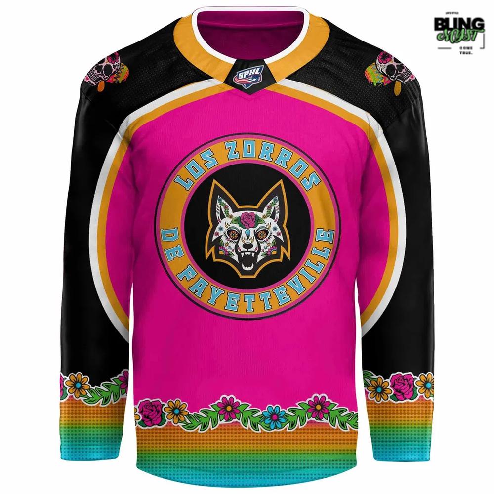 Los Zorros De Fayetteville Dia De Los Muertos 2025 Hockey Jersey