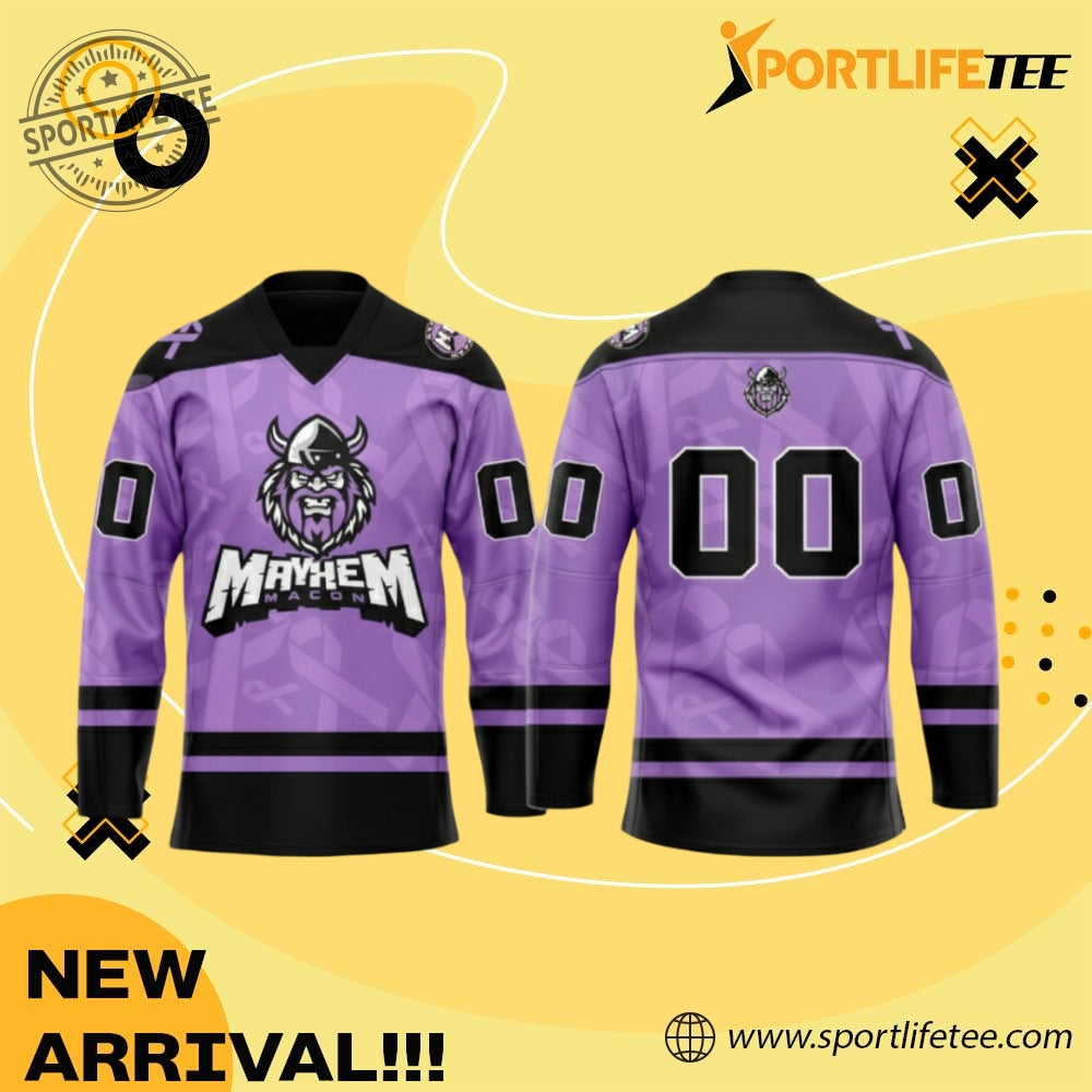 Macon Mayhem Cancer Night Hockey Jersey