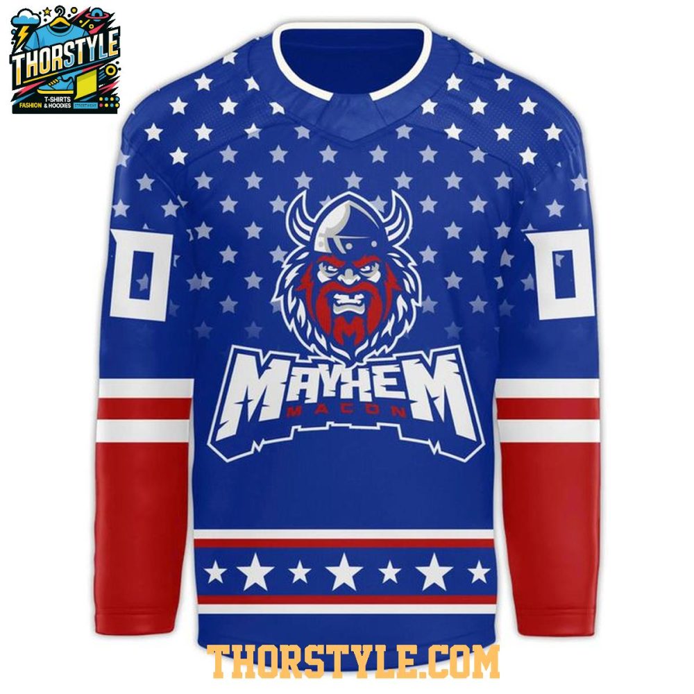 Macon Mayhem Military Night 2026 Us Veteran Personalized Hockey Jersey