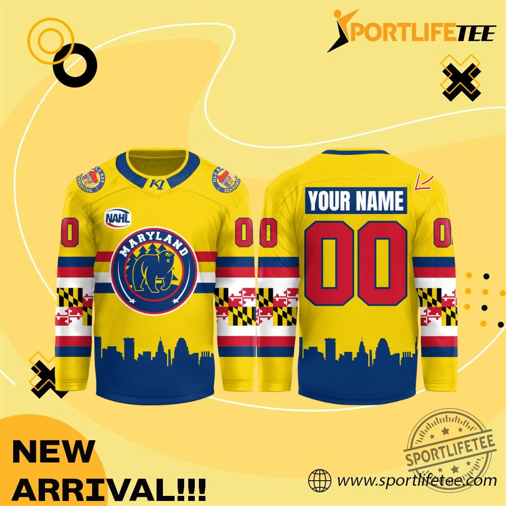 Maryland Black Bears Old Bay Night 2026 Hockey Jersey