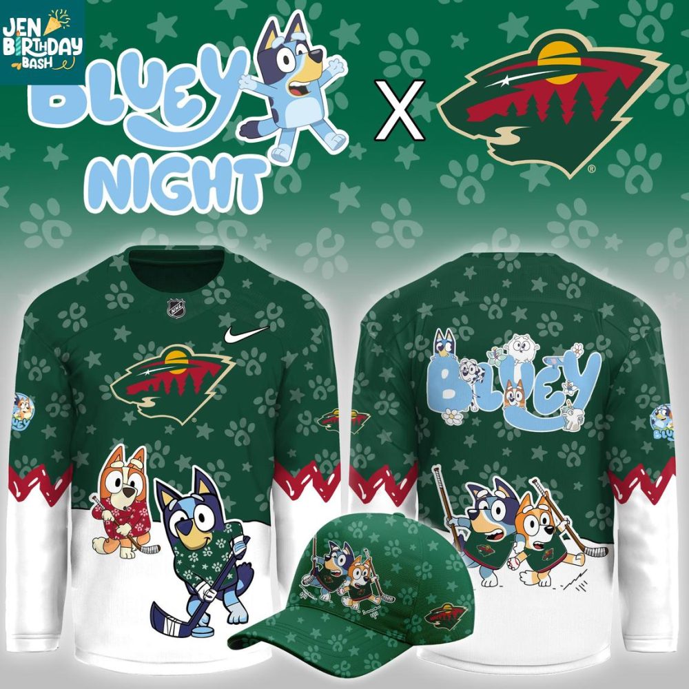 Minnesota Wild Bluey Christmas Night 2025 Gameday Personalized Hockey Jersey