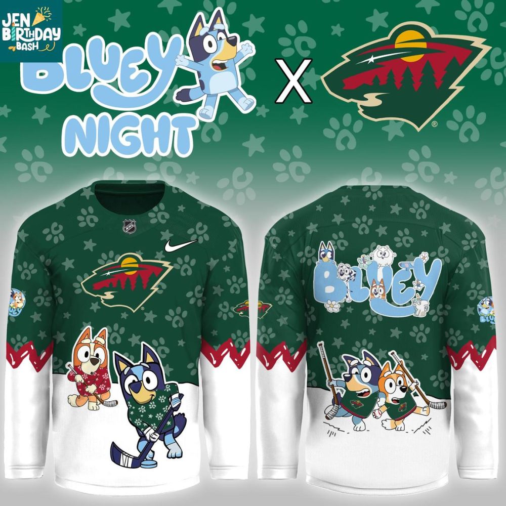 Minnesota Wild Bluey Christmas Night 2025 Gameday Personalized Hockey Jersey