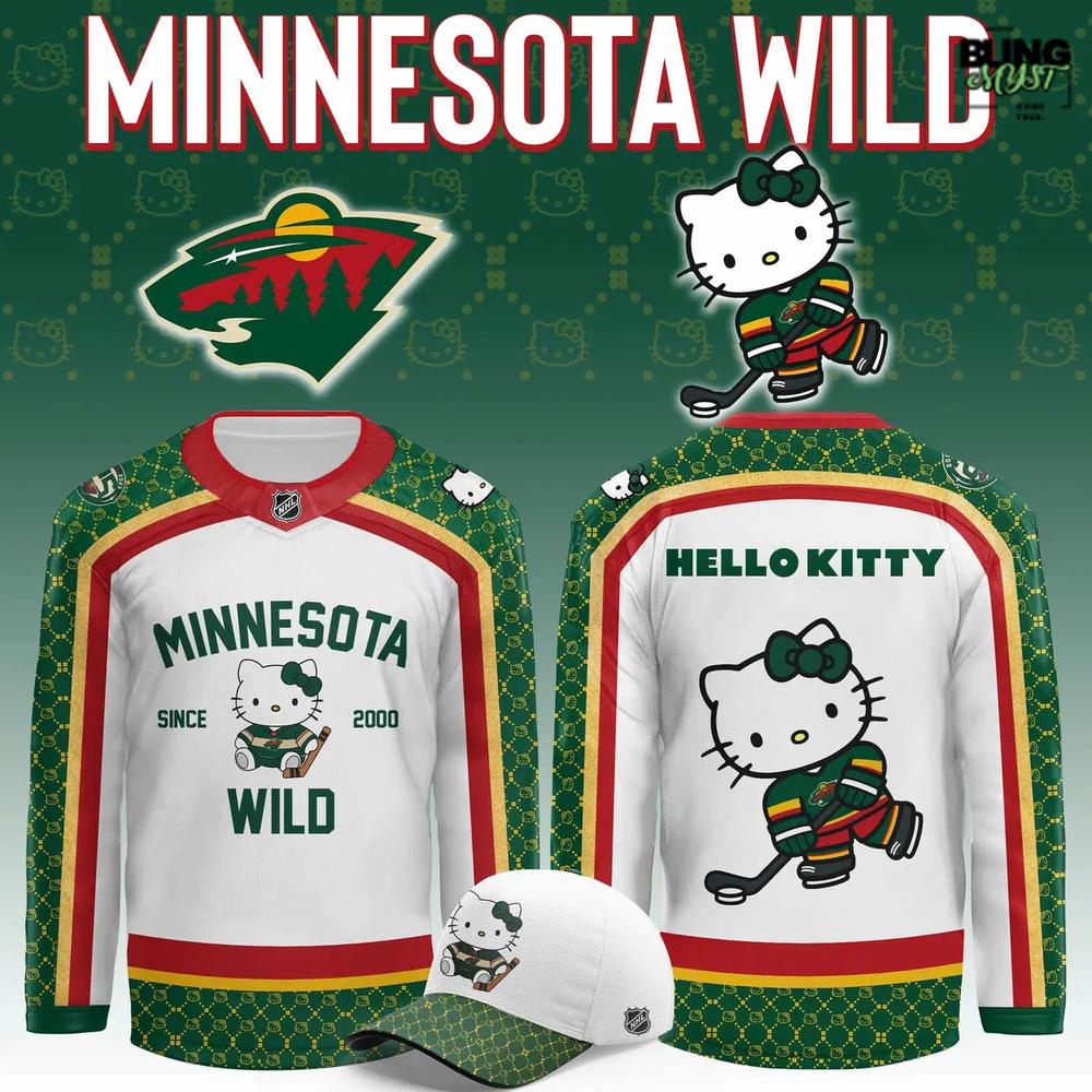 Minnesota Wild Collab Hello Kitty Special Edition Hockey Jersey