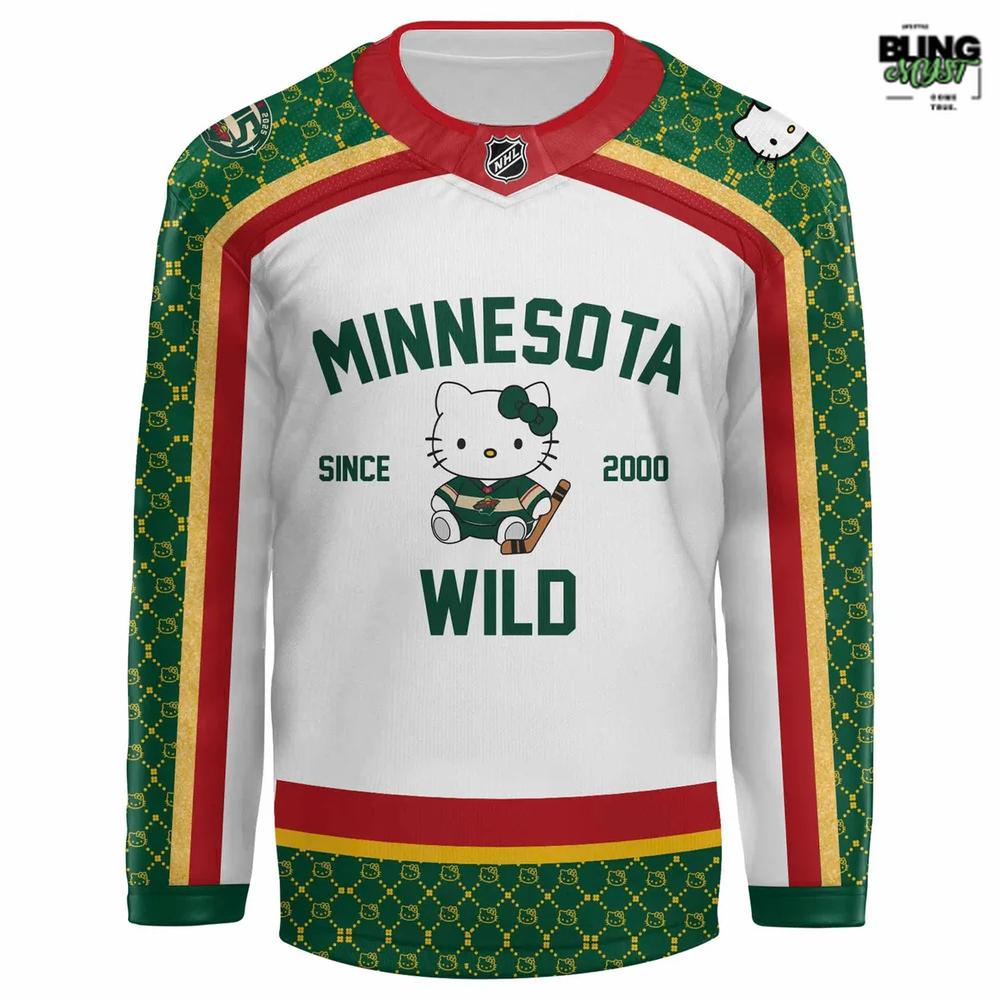 Minnesota Wild Collab Hello Kitty Special Edition Hockey Jersey