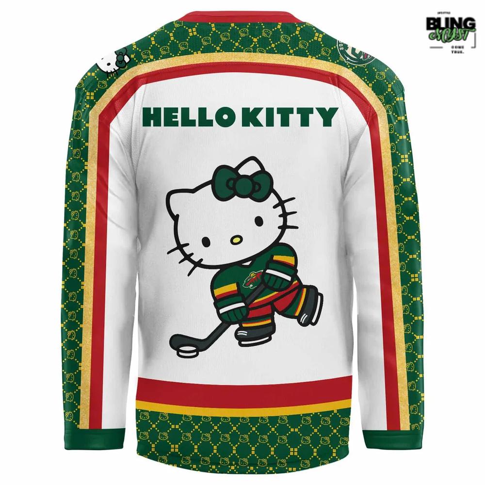 Minnesota Wild Collab Hello Kitty Special Edition Hockey Jersey