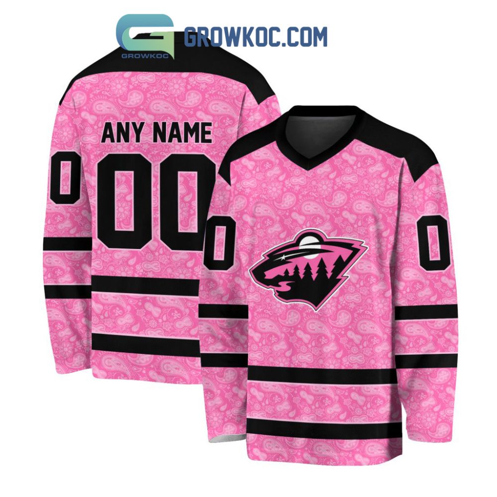 Minnesota Wild Nhl Special Pink Breast Cancer Hockey Jersey Long Sleeve