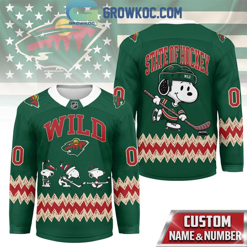 Minnesota Wild Snoopy Peanuts State Of Hockey Jersey