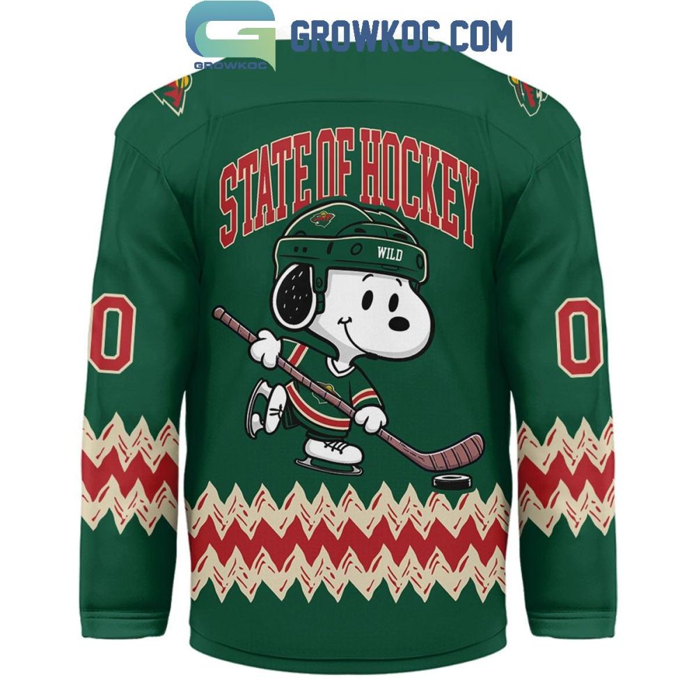 Minnesota Wild Snoopy Peanuts State Of Hockey Jersey