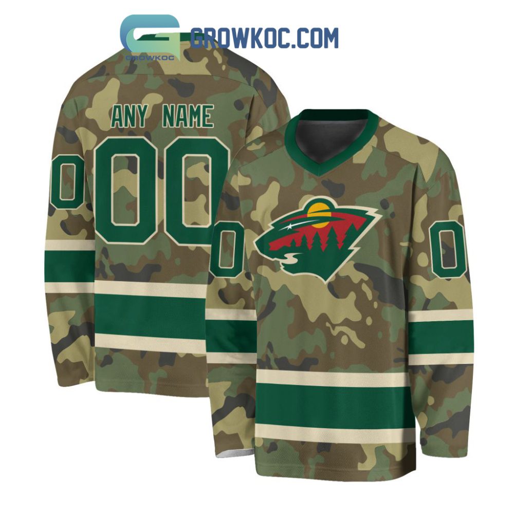 Minnesota Wild Special Camo Veteran Design Personalized Hockey Jersey