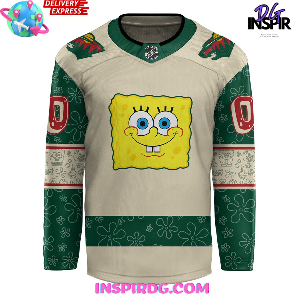 Minnesota Wild Spongebob 25Th Anniversary Custom Hockey Jersey
