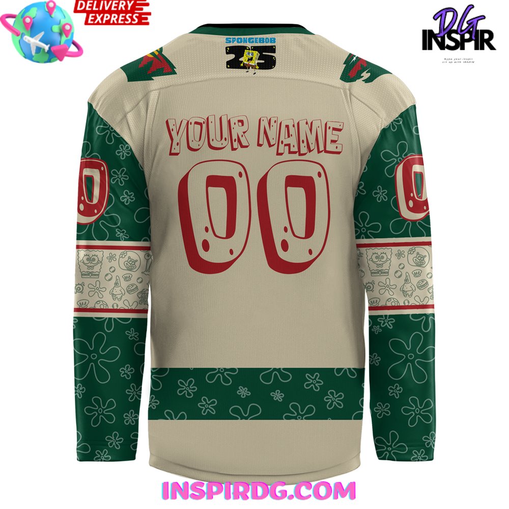 Minnesota Wild Spongebob 25Th Anniversary Custom Hockey Jersey