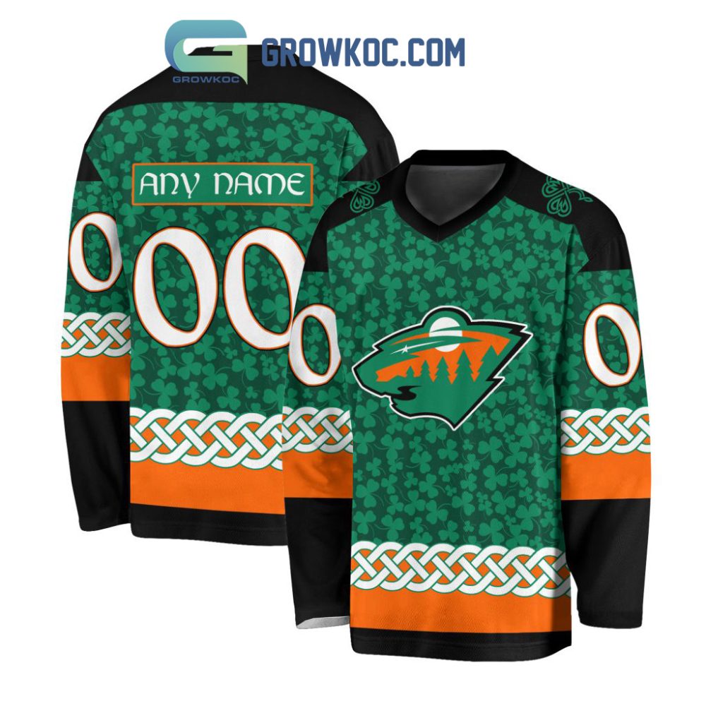 Minnesota Wild St.Patrick'S Day Personalized Long Sleeve Hockey Jersey