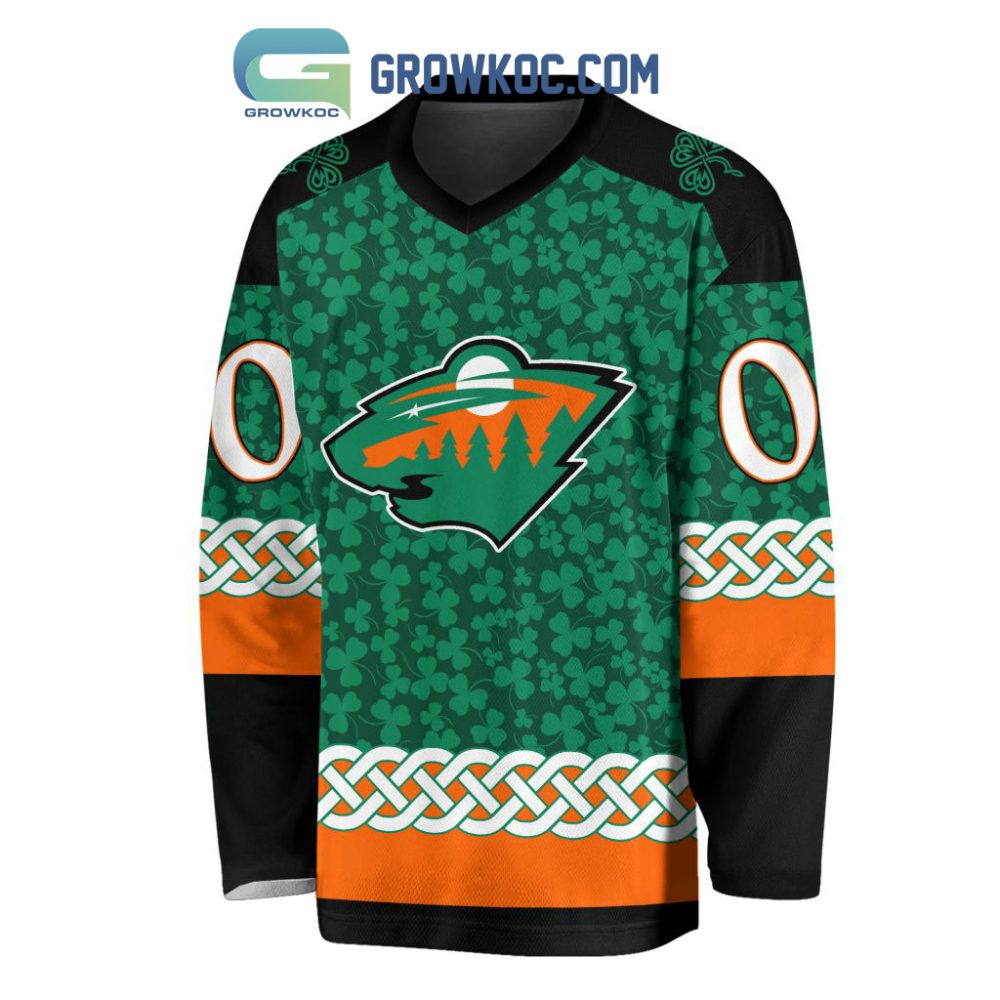 Minnesota Wild St.Patrick'S Day Personalized Long Sleeve Hockey Jersey
