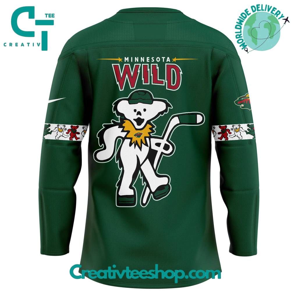 Minnesota Wild X Grateful Dead Night Green Hockey Jersey