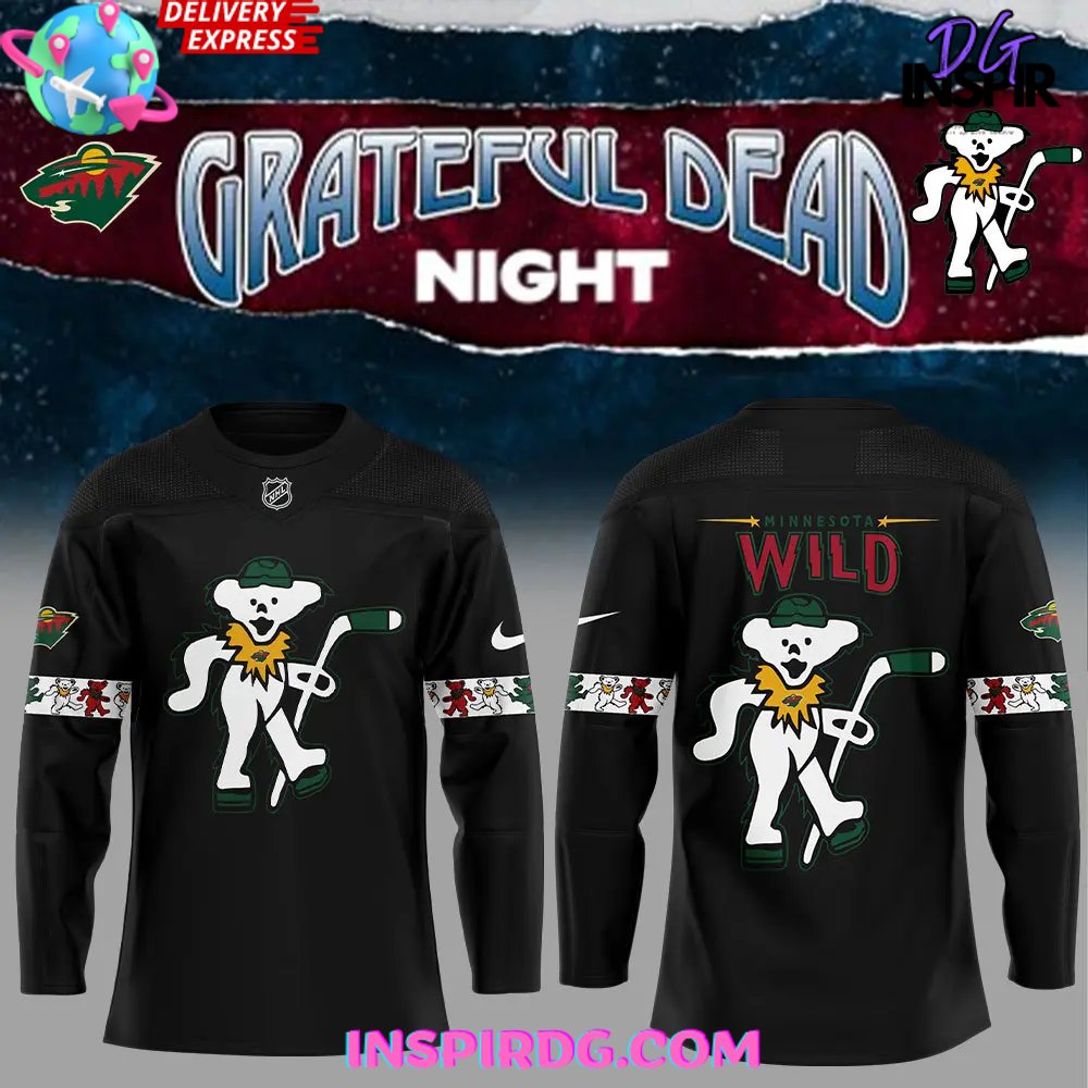 Minnesota Wild X Grateful Dead Night Special Edition Black Hockey Jersey