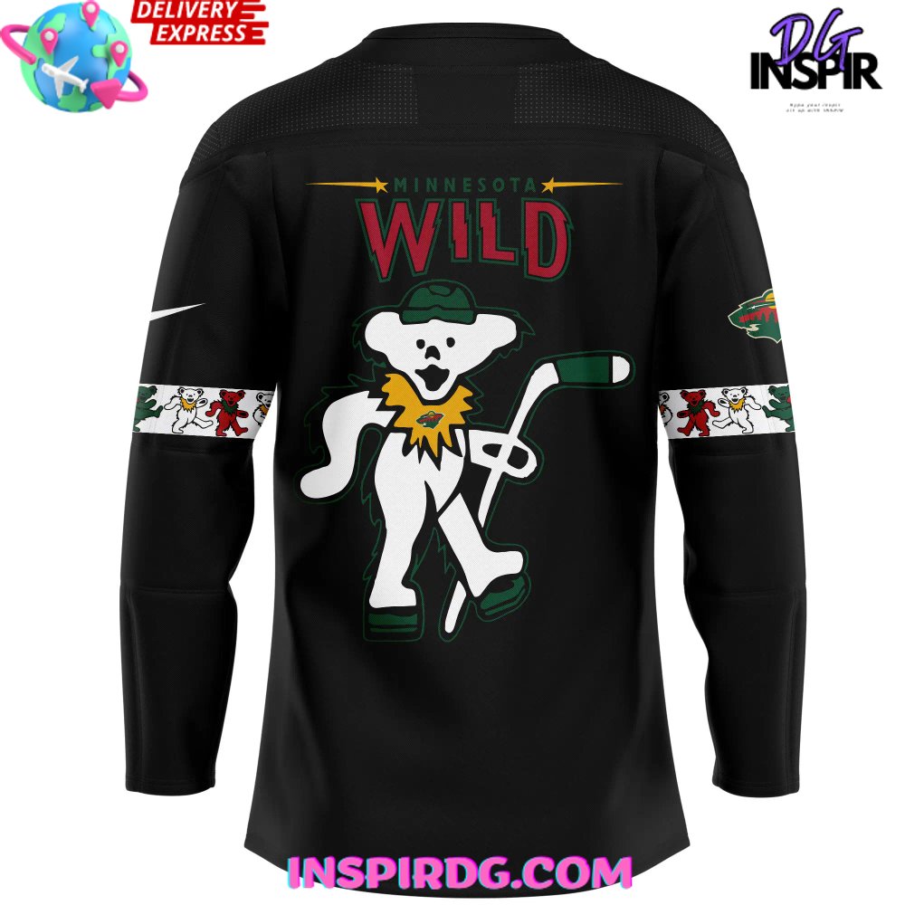 Minnesota Wild X Grateful Dead Night Special Edition Black Hockey Jersey