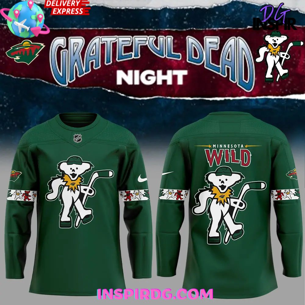 Minnesota Wild X Grateful Dead Night Special Edition Green Hockey Jersey