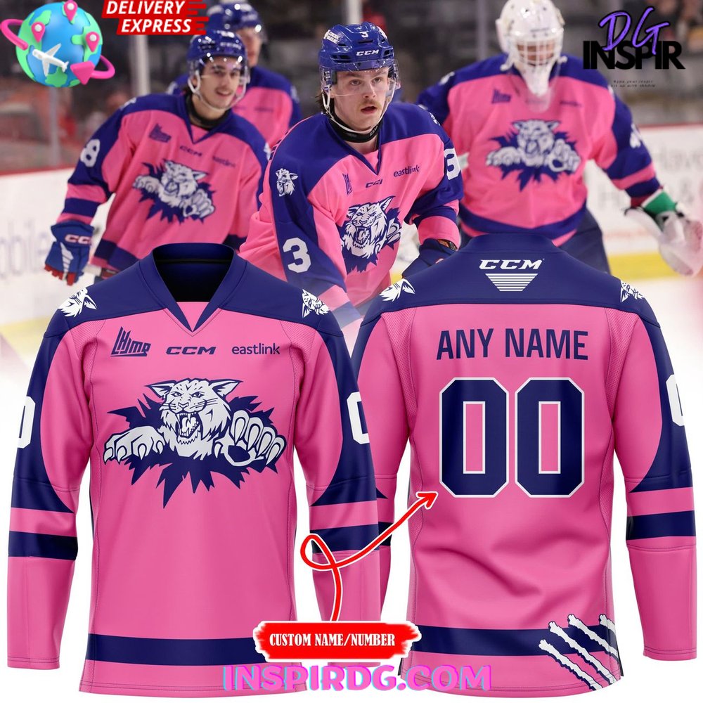Moncton Wildcats Pink In The Rink 2025 Hockey Jersey