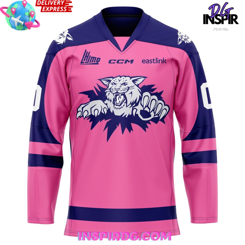 Moncton Wildcats Pink In The Rink 2025 Hockey Jersey