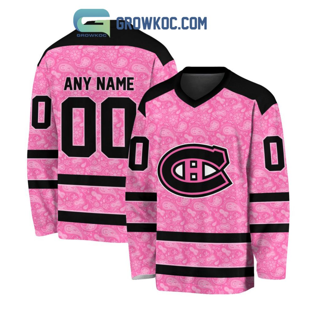 Montreal Canadiens Nhl Special Pink Breast Cancer Hockey Jersey Long Sleeve