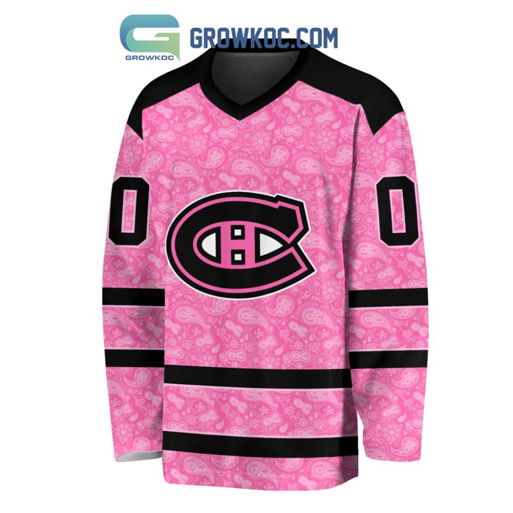 Montreal Canadiens Nhl Special Pink Breast Cancer Hockey Jersey Long Sleeve