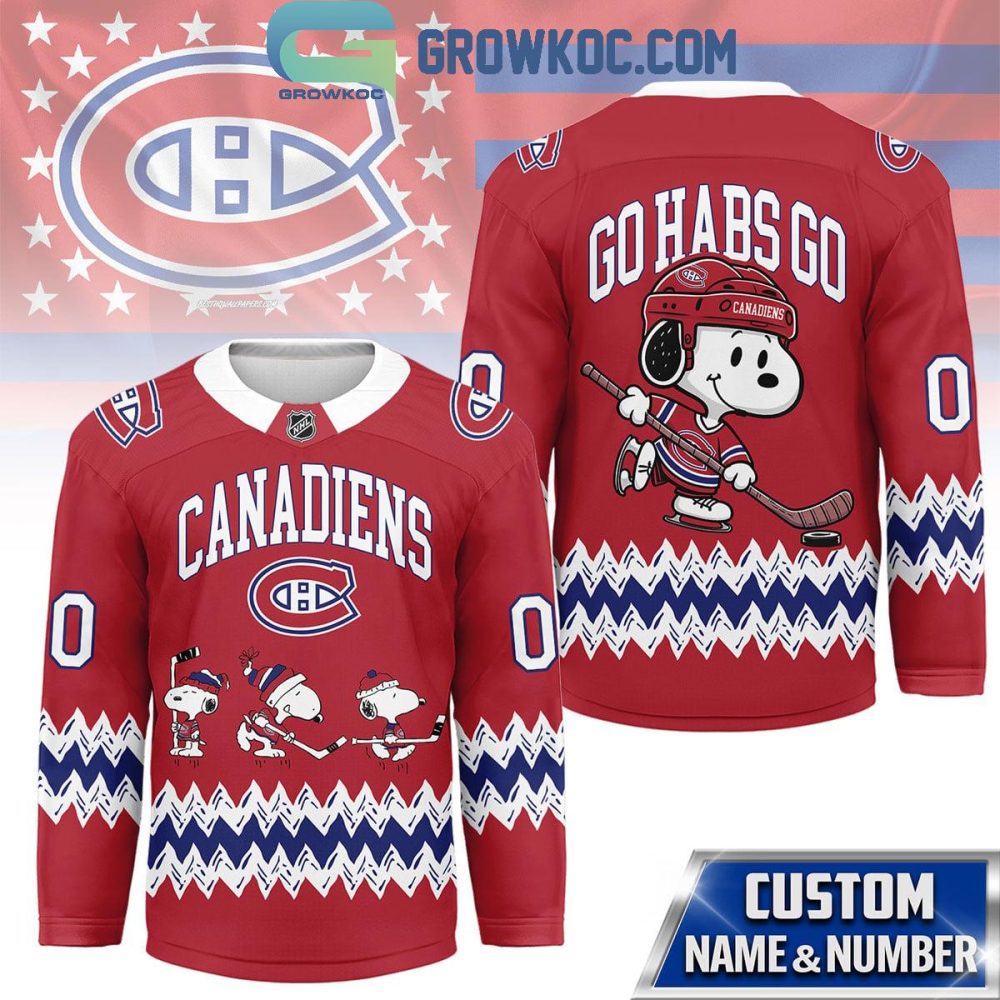 Montreal Canadiens Snoopy Peanuts Go Habs Go Hockey Jersey