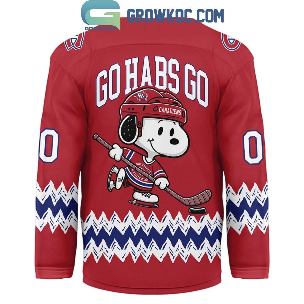 Montreal Canadiens Snoopy Peanuts Go Habs Go Hockey Jersey