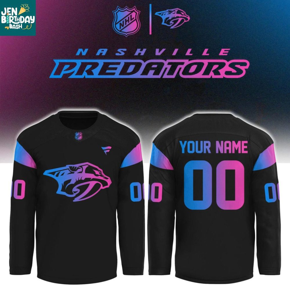 Nashville Predators Cyberpunk 2026 Game Night Personalized Hockey Jersey