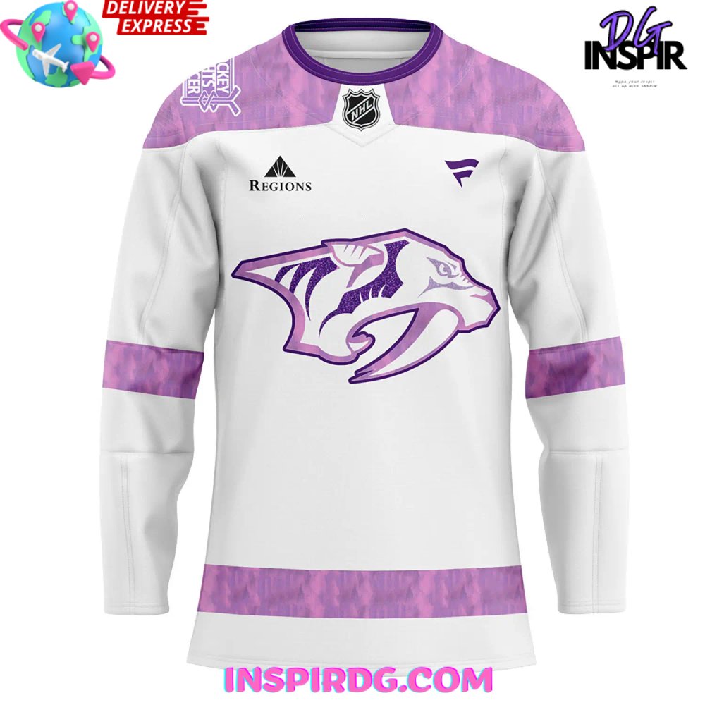 Nashville Predators Hockey Fights Cancer Special Hockey Jersey