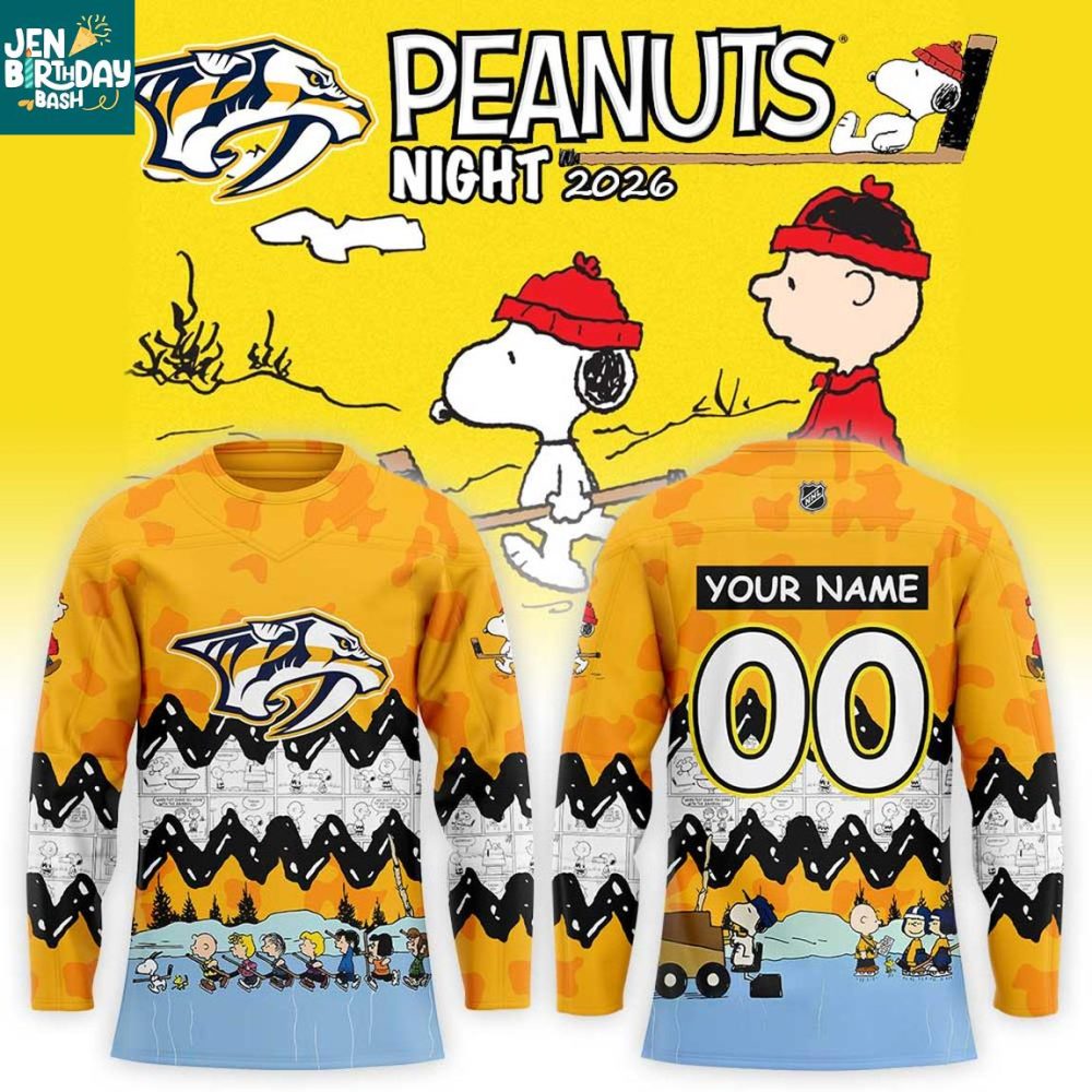 Nashville Predators Peanuts Snoopy New Year'S Eve 2026 Personalized Hockey Jersey