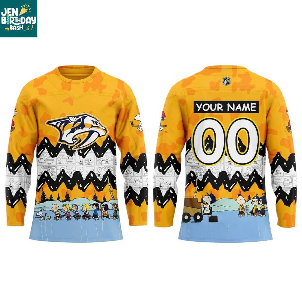 Nashville Predators Peanuts Snoopy New Year'S Eve 2026 Personalized Hockey Jersey