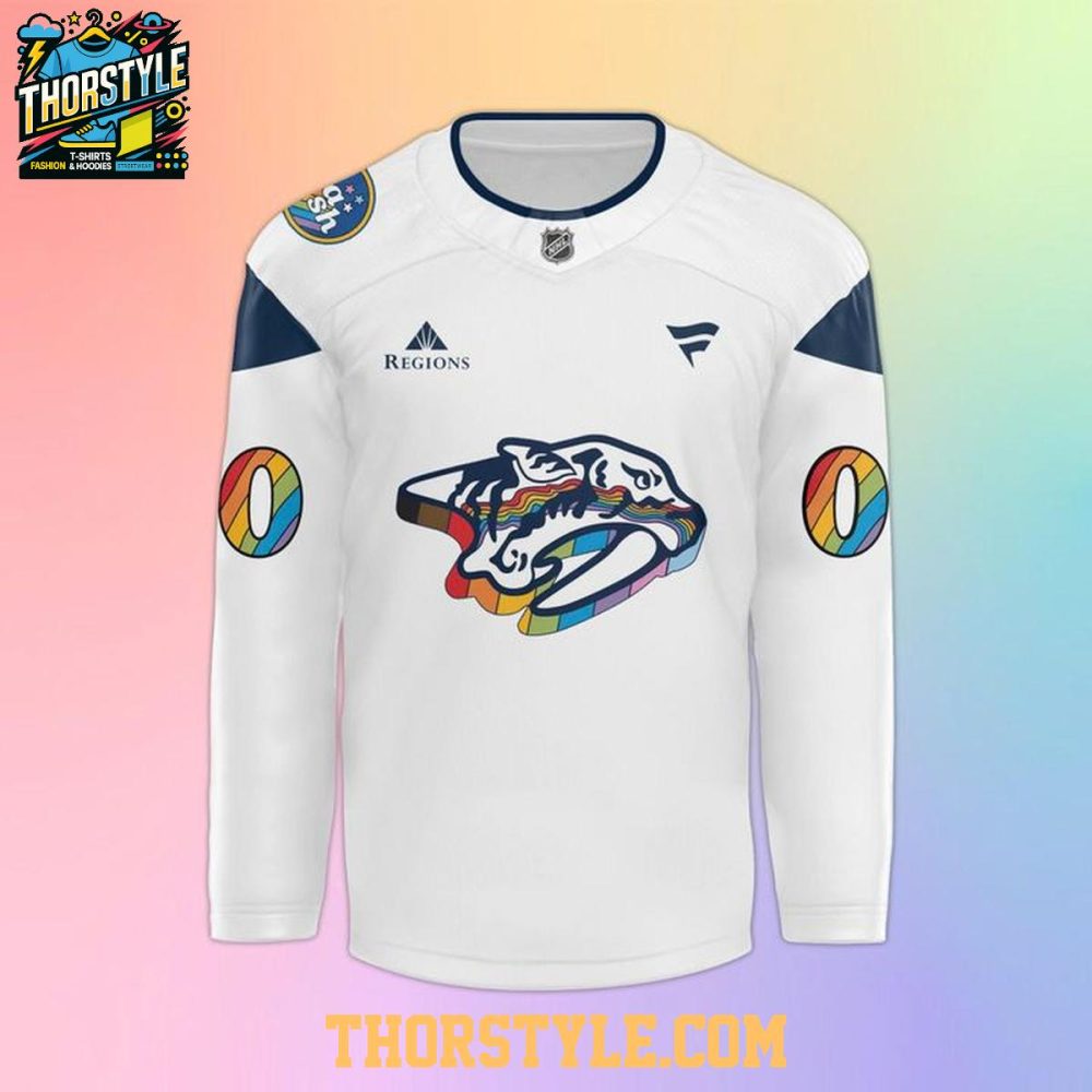 Nashville Predators Pride Night All White 2026 Personalized Hockey Jersey
