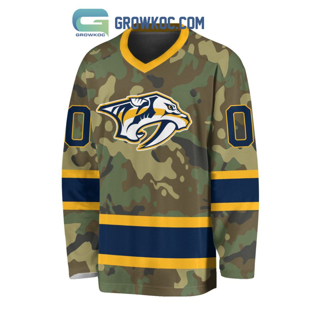 Nashville Predators Special Camo Veteran Design Personalized Hockey Jersey
