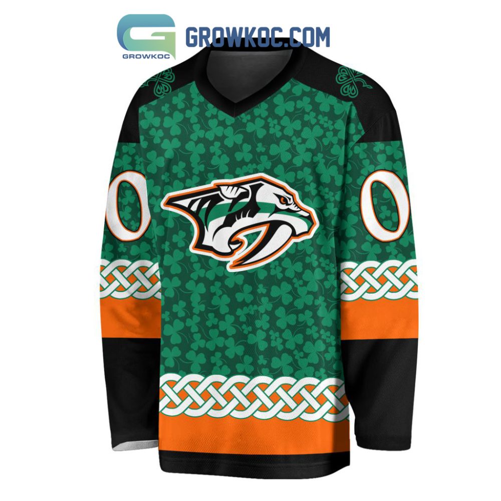 Nashville Predators St.Patrick'S Day Personalized Long Sleeve Hockey Jersey