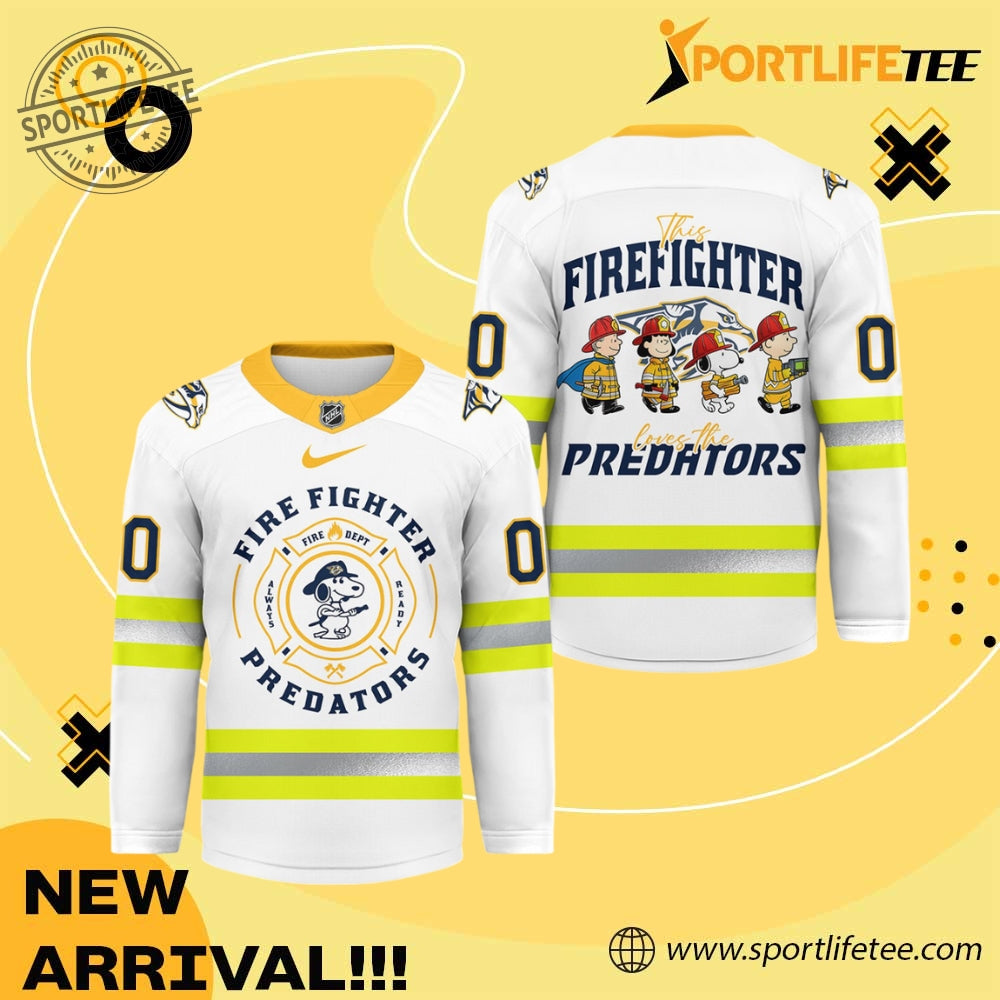 Nashville Predators X Snoopy Firefighter Loves Nhl 2026 Hockey Jersey