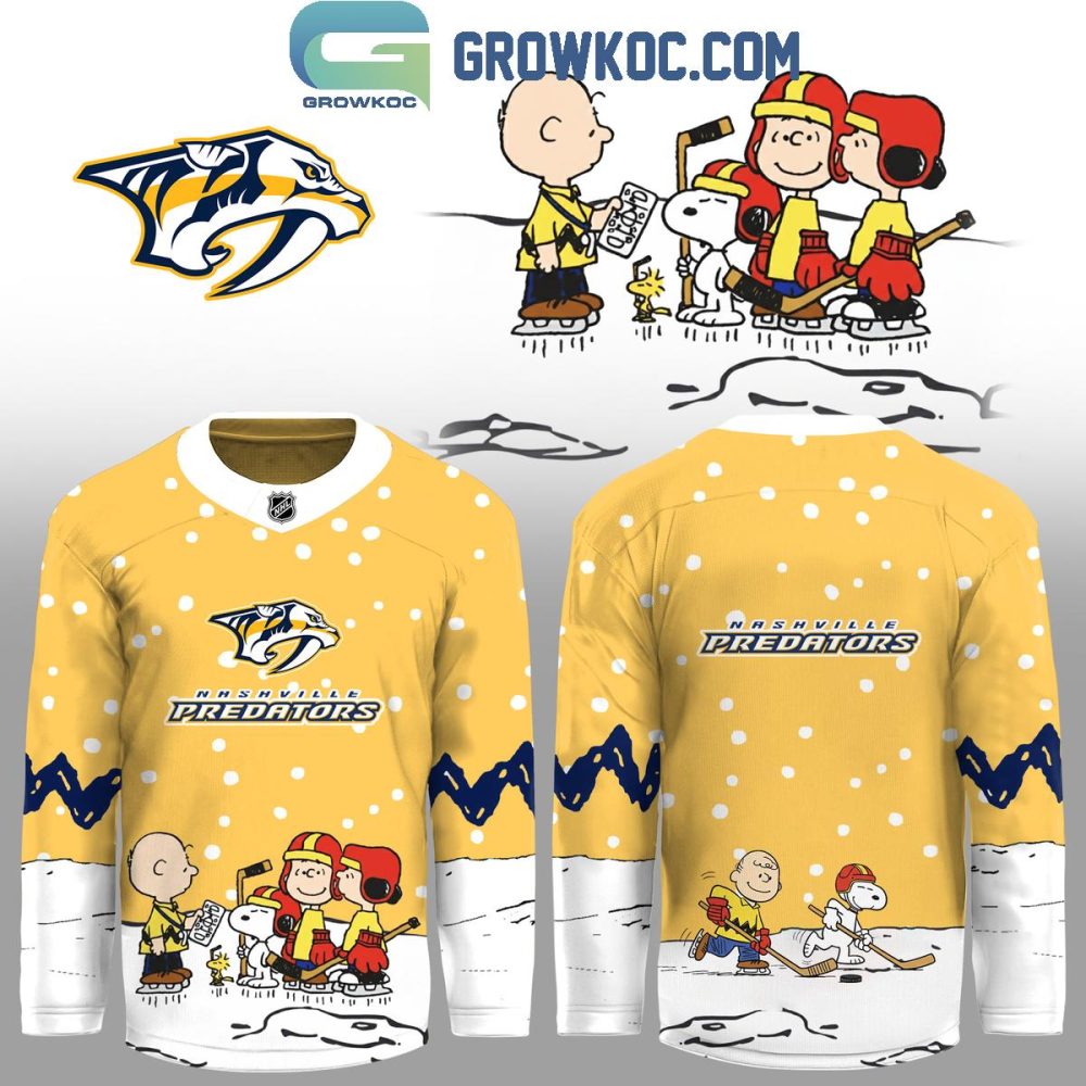 Nashville Predators X Snoopy Peanuts Christmas Jersey