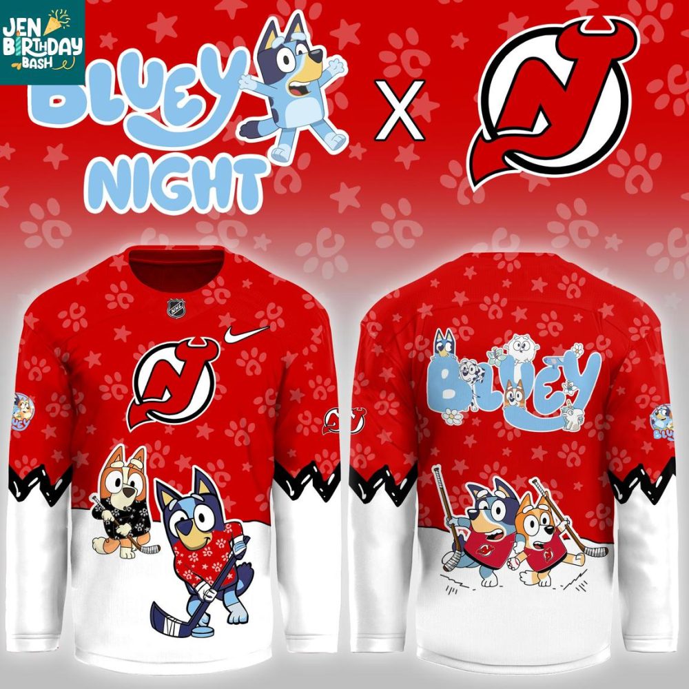 New Jersey Devils Bluey Christmas Night 2025 Gameday Personalized Hockey Jersey