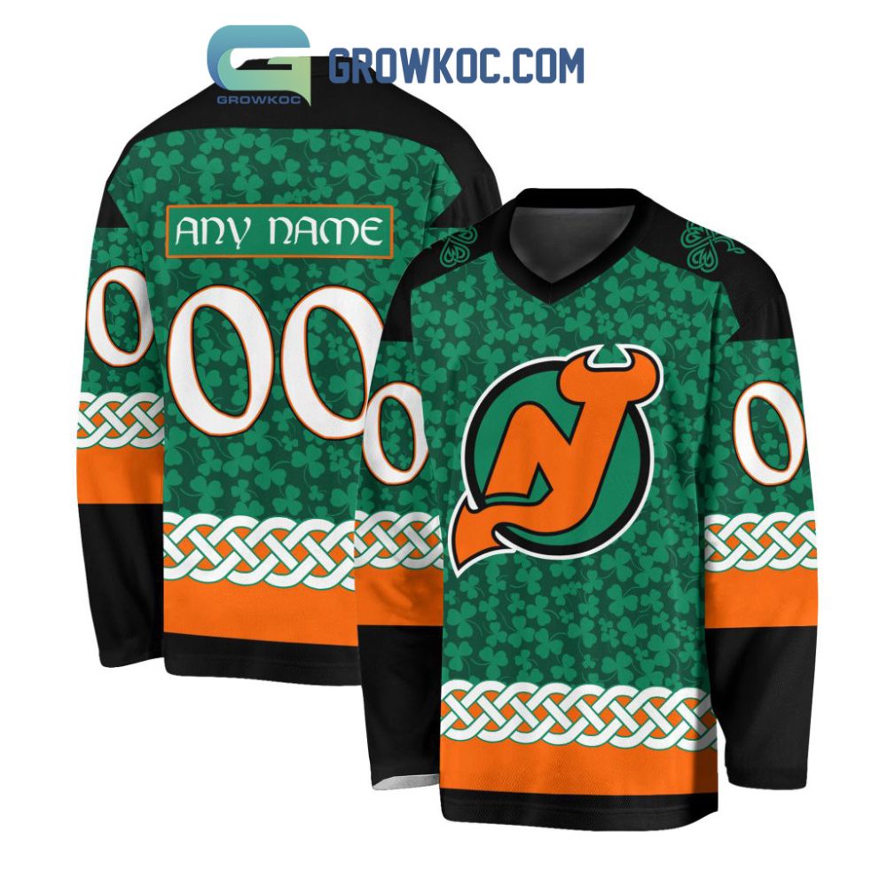 New Jersey Devils St.Patrick'S Day Personalized Long Sleeve Hockey Jersey
