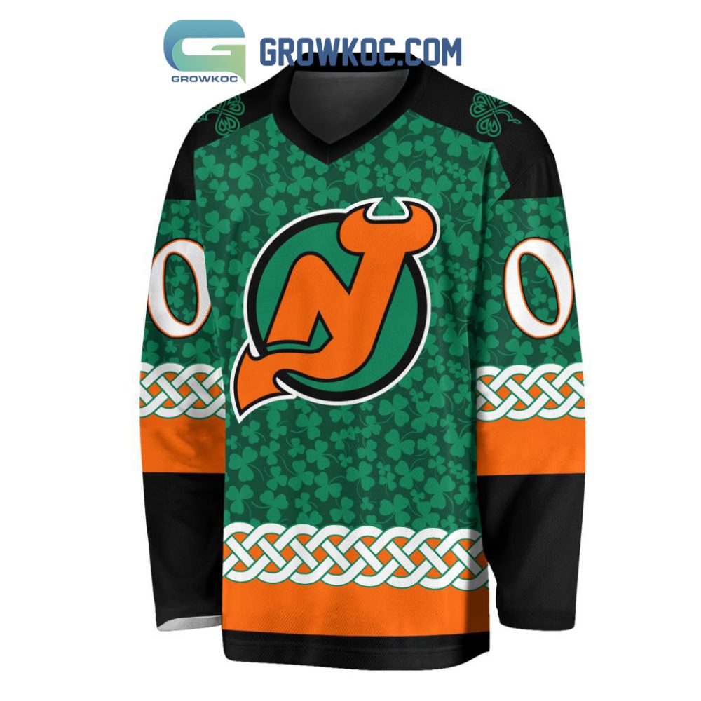 New Jersey Devils St.Patrick'S Day Personalized Long Sleeve Hockey Jersey