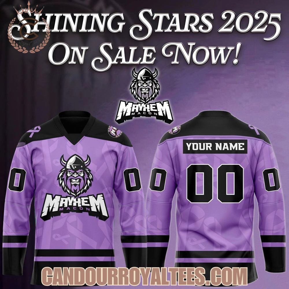 Macon Mayhem '' Cancer Night '' Hockey Jersey 2025