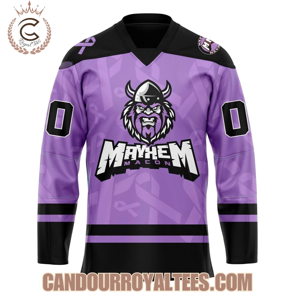 Macon Mayhem '' Cancer Night '' Hockey Jersey 2025